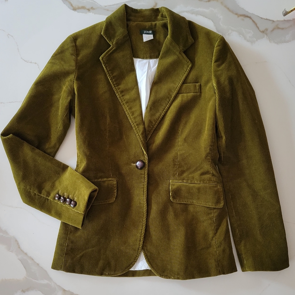 Preowned J. Crew Corduroy Blazer in Olive